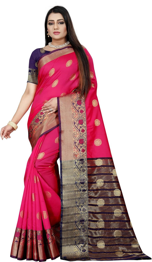 Vasthrlay Banarasi Blue Orange Ethnic Wear