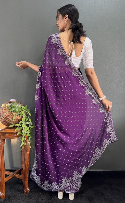 Vasthrlay Designer Georgette Border Traditional