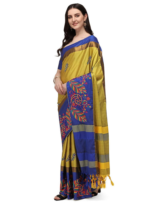 Vasthrlay Peacock Embroidery Contrast Saree