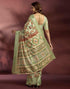 Vasthrlay Banglori Printed Light Green Saree With Unstitched Blouse Piece