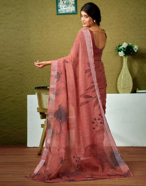 Vasthrlay Womens Cotton Printed Pink Saree