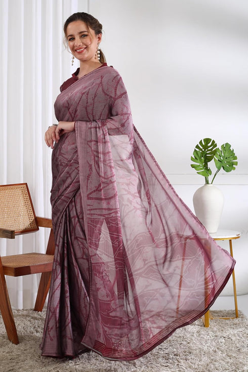 Vasthrlay Fashion Chiffon Geometric Printed Ethnic Wear