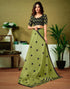 Vasthrlay Chanderi Printed Green | Black Saree With Unstitched Blouse Piece
