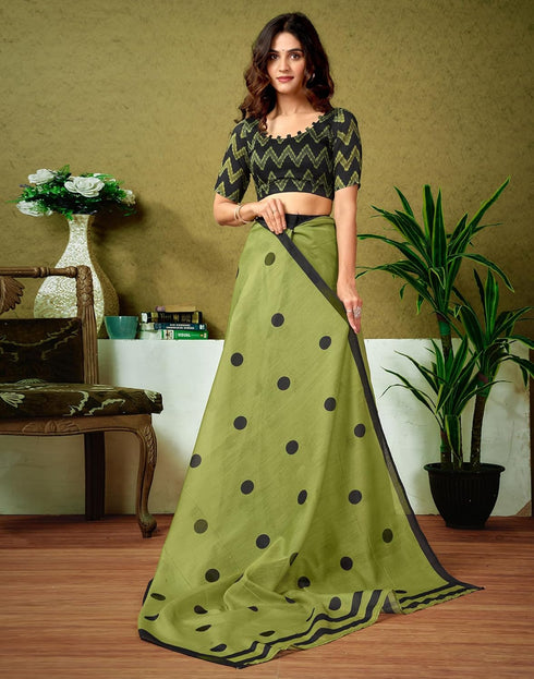 Vasthrlay Chanderi Printed Unstitched Blue Saree