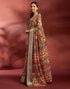Vasthrlay Printed Jacquard Unstitched Rama Green Saree