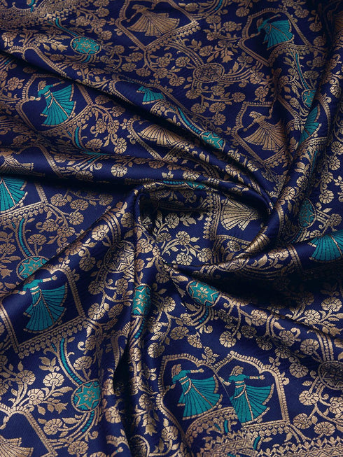 Vasthrlay Blue Banarasi Traditional Unstitched Saree