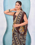 Vasthrlay Georgette Bandhani Grey Saree With Unstitched Blouse Piece
