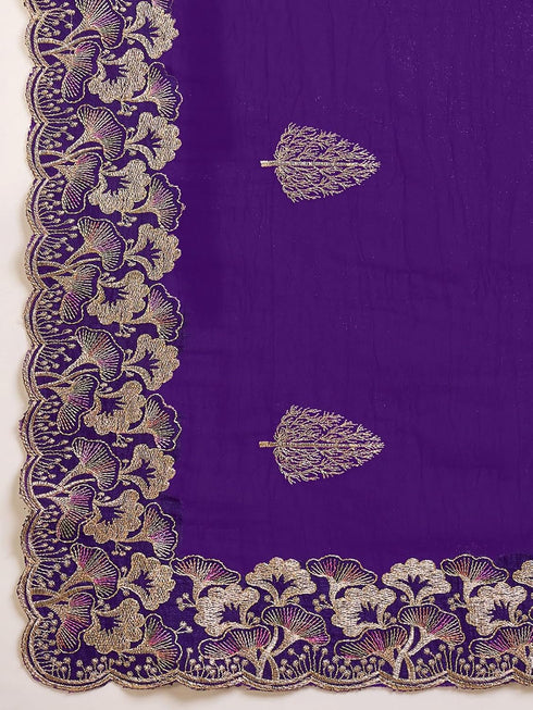 Vasthrlay Shimmer Chiffon Lavender Saree