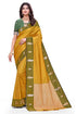 Vasthrlay Banarasi Saree Pure Kanjivaram Silk Pattu Yellow Saree With Blouse Piece