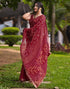 Vasthrlay Georgette Bandhani Unstitched Maroon Saree