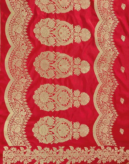 Vasthrlay Kanjivaram Jacquard Unstitched Mustard Saree