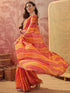 Vasthrlay Chiffon Bandhani Multicolour Pink Saree With Unstitched Blouse Piece