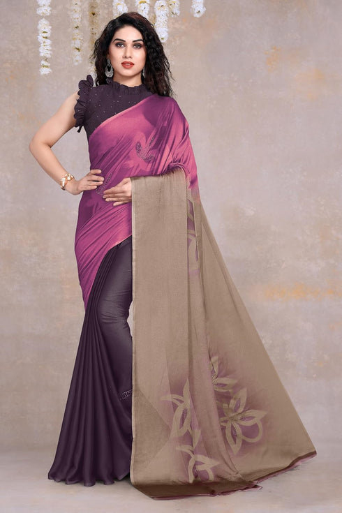 Vasthrlay Fashion Chiffon Printed Grey Ethnic Wear