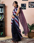 Vasthrlay Printed Chanderi Black And Maroon Saree With Unstitched Blouse Piece
