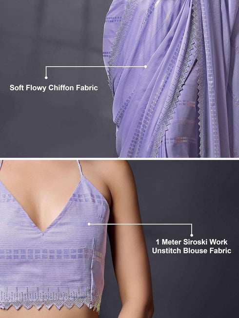 Vasthrlay Chiffon Siroski Unstitch Purple Ethnic Wear