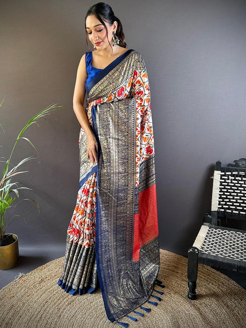 Vasthrlay Chanderi Printed Unstitched Ethnic Wear