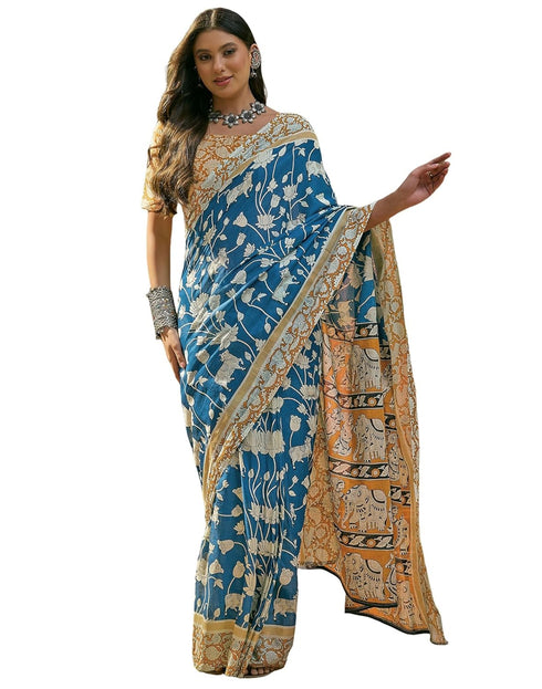 Vasthrlay Womens Printed Unstitched Maroon Saree