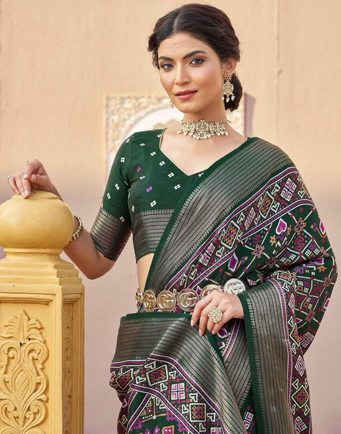 Vasthrlay Printed Traditional Patola Inspired Navyblue