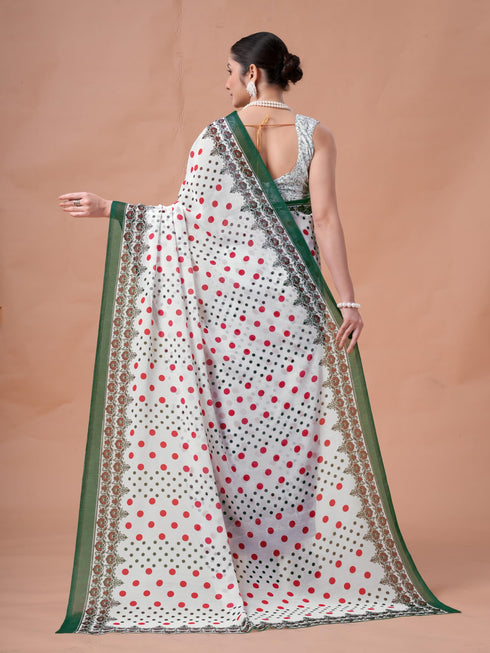 Vasthrlay Red Unstitched Saree