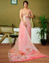 Vasthrlay Womens Cotton Printed Pink Saree With Multicolour Unstitched Blouse Piece