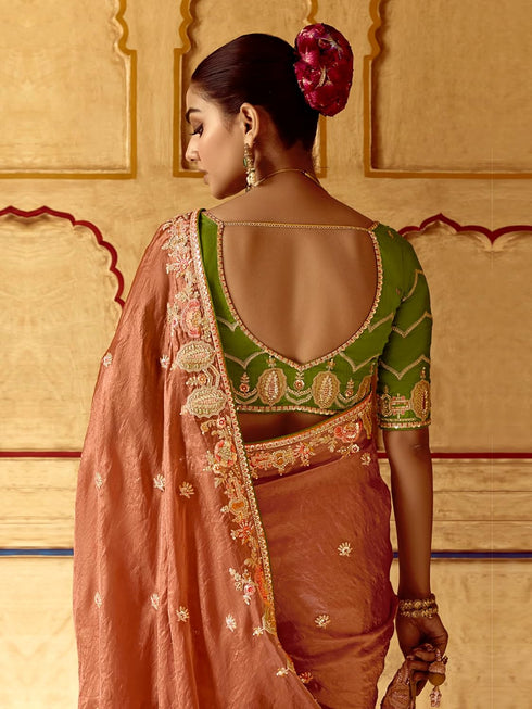 Vasthrlay Embroidery Sequence Unstitched Morpeach Ethnic Wear