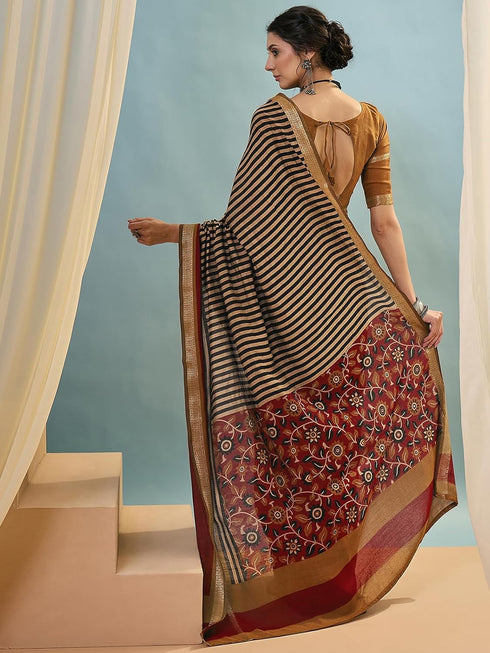 Vasthrlay Printed Weaving Maroon Saree