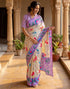 Vasthrlay Womens Printed Unstitched Navy Blue Saree