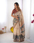 Vasthrlay Handloom Beige Blue Traditional Saree