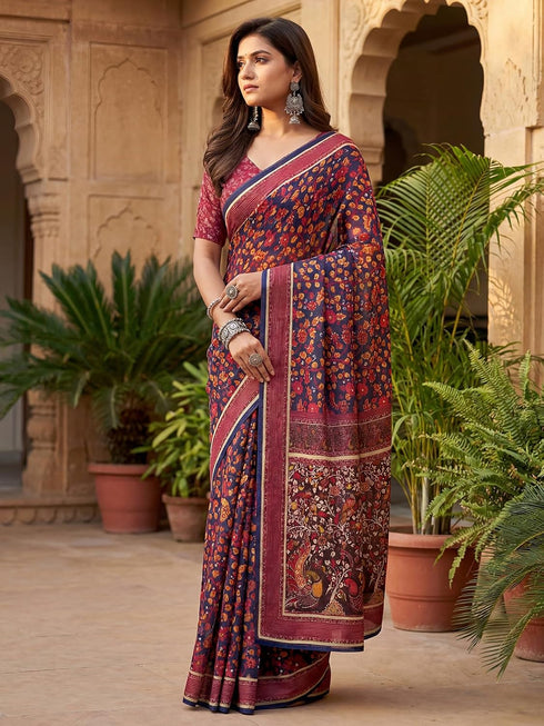 Vasthrlay Chanderi Printed Coffee Saree