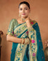 Vasthrlay Womens Paithani Rama Green Saree With Unstitched Blouse Piece