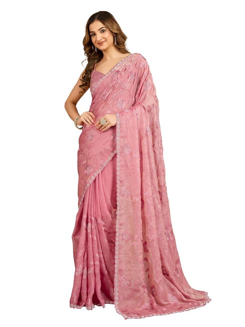 Vasthrlay Embroidery Siroski Unstitched Lightpink Ethnic Wear