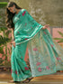 Vasthrlay Womens Printed Mint Green Saree With Unstitched Blouse Piece
