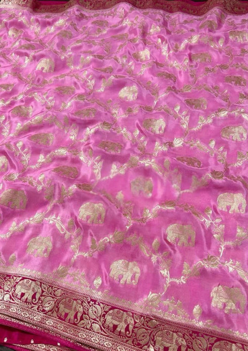 Vasthrlay Banarasi Elephant Unstitched Saree