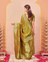 Vasthrlay Kanjivaram Jacquard Mehndi Green Saree With Unstitched Blouse Piece