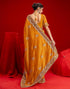 Vasthrlay Embroidery Scalloped Orange Saree With Unstitched Blouse Piece