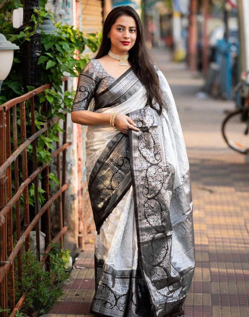Vasthrlay Kanjivaram Banarasi Wedding Orange Saree