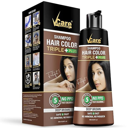 Vcare hair color shampoo deep brown 180ml