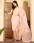 Vasthrlay Georgette Printed Unstitched Pink Saree
