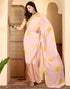 Vasthrlay Georgette Printed Pink Saree With Unstitched Blouse Piece