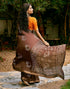 Vasthrlay Bandhani Printed Brown Saree With Unstitched Blouse Piece