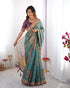 Vasthrlay Beige Blue Traditional Multicolour Saree