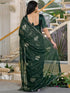 Vasthrlay Georgette Printed Unstitched Green Saree