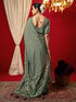 Vasthrlay Vichitra Printed Sage Green Saree With Unstitched Blouse Piece