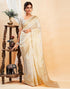 Vasthrlay Banarasi Jacquard Unstitched Off White Saree