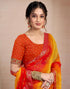 Vasthrlay Chiffon Bandhani Unstitched Yellow Saree