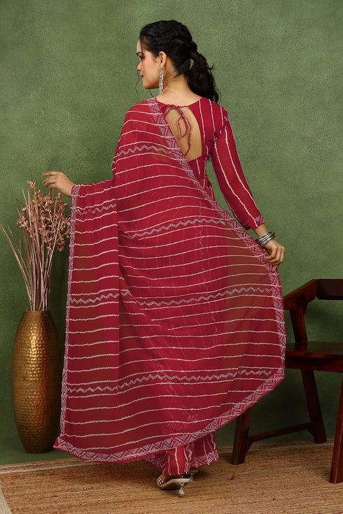Vasthrlay Fashion Georgette Stripes Navy Ethnic Wear