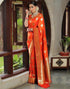 Vasthrlay Kanjivaram Banarasi Wedding Orange Saree