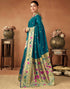 Vasthrlay Womens Paithani Unstitched Dark Green Saree