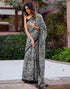 Vasthrlay Womens Printed Unstitched White Saree