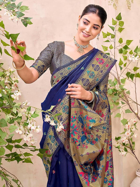 Vasthrlay Paithani Weaving Green Saree